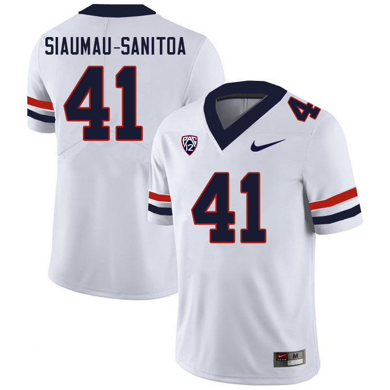 Men #41 Eddie Siaumau-Sanitoa Arizona Wildcats College Football Jerseys Sale-White - Click Image to Close